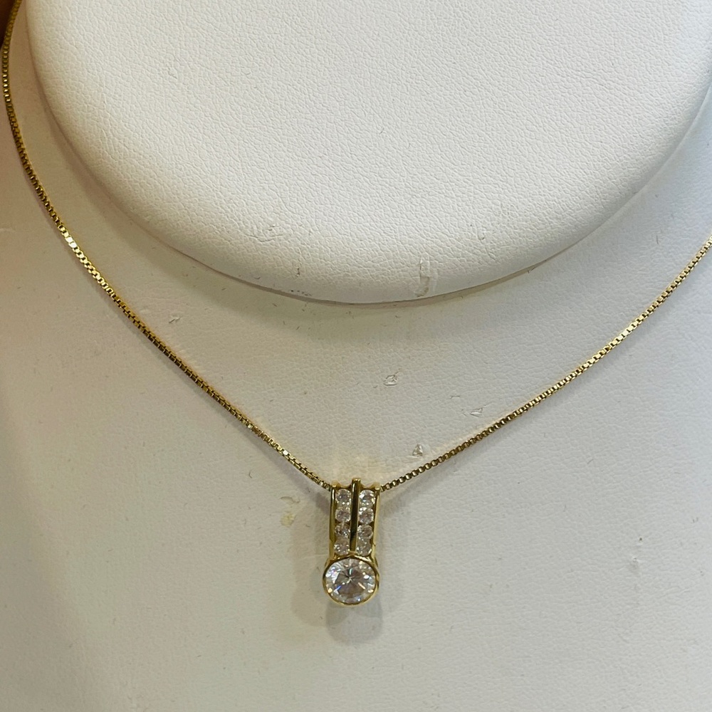 14K Yellow Gold Cubic Zirconia Pendent/ Slider